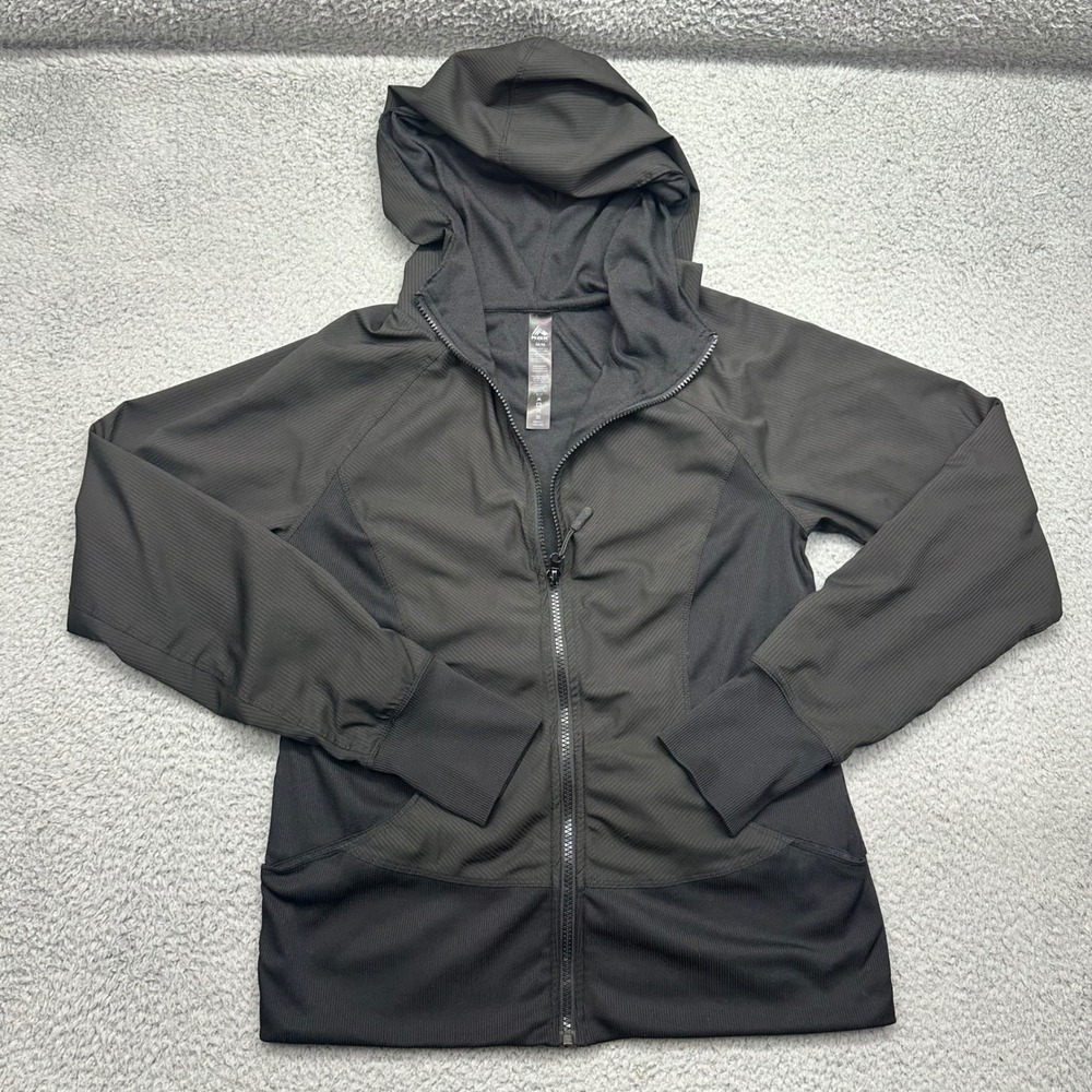 RBX Active CR8010R2 Womens Medium‎ Black Ribbed Athleisure Zip Up Hoodie Jacket